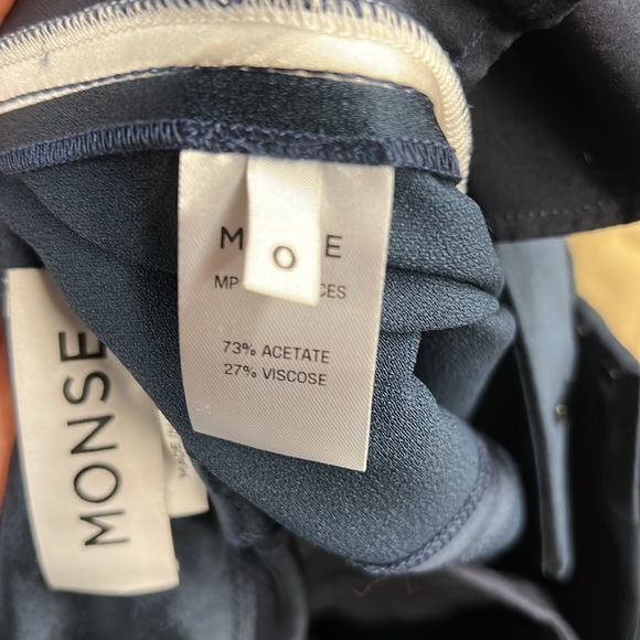 MONSE navy poly blend silky wide leg cropped pajama style pant. - Picture 6 of 6